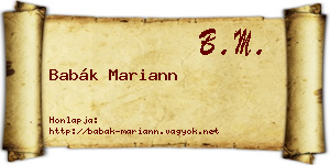 Babák Mariann névjegykártya