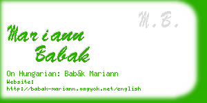 mariann babak business card