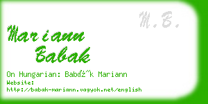 mariann babak business card